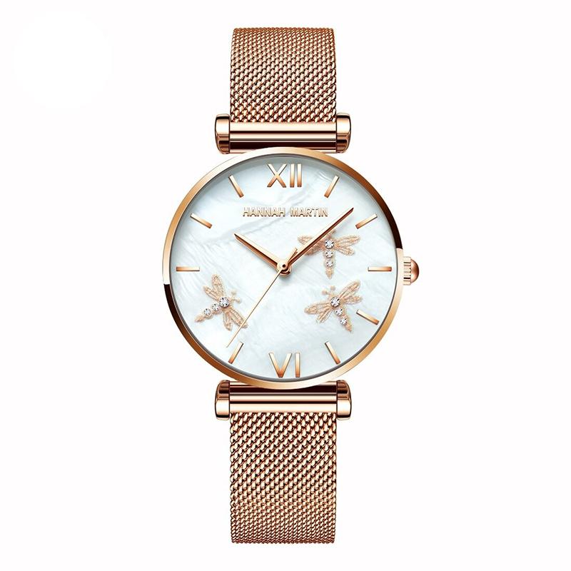 Gorgeous Dragonfly with Rhinestone Embellished Quartz Watch