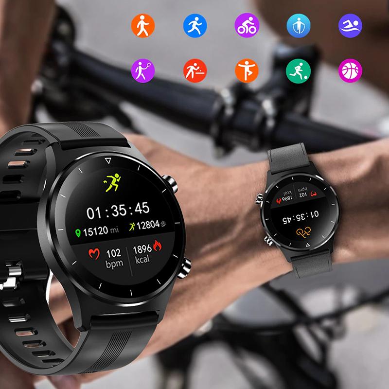 Sporty Full Touch Round Screen Waterproof Fitness Track Smartwatch