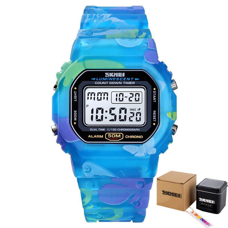 Colorful Printed Butterfly Strap Digital Watch