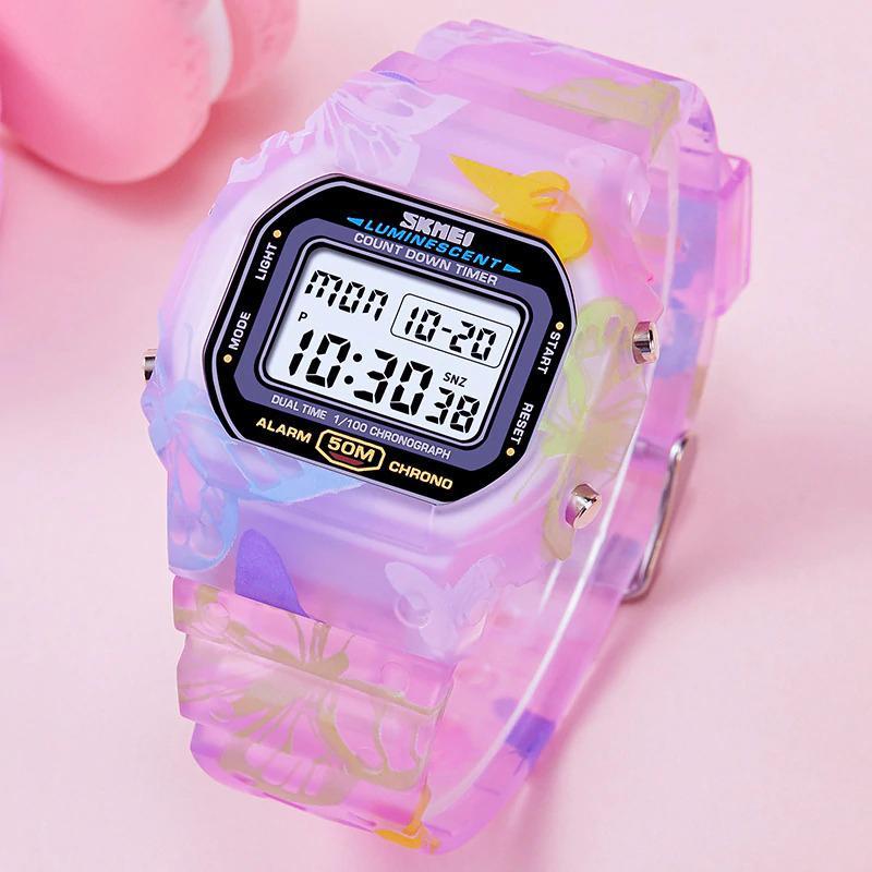Colorful Printed Butterfly Strap Digital Watch