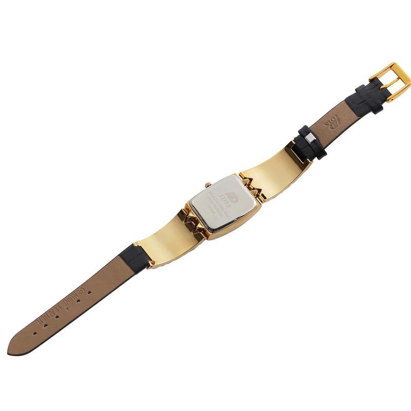 Gold Tone Luxury Diamond Fashion Glaze with Vegan Leather Strap Quartz Watches