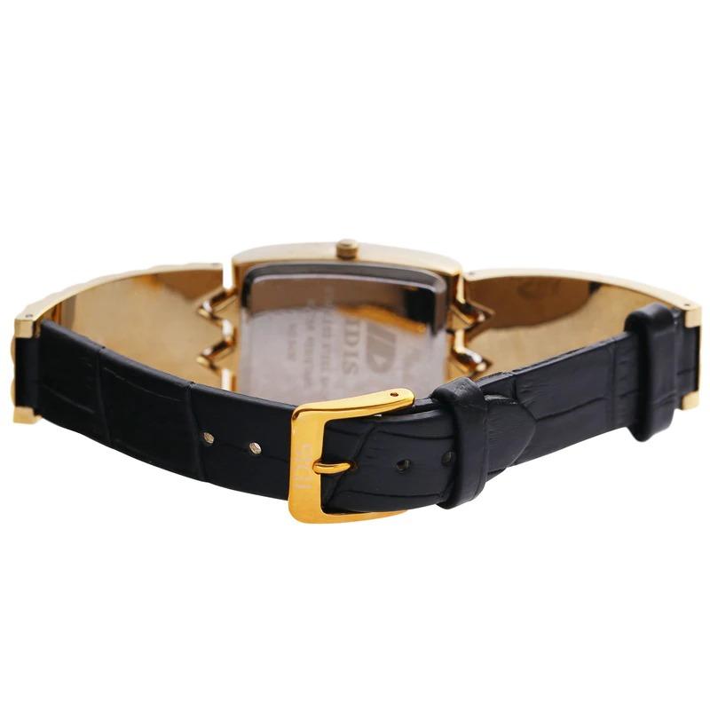 Gold Tone Luxury Diamond Fashion Glaze with Vegan Leather Strap Quartz Watches