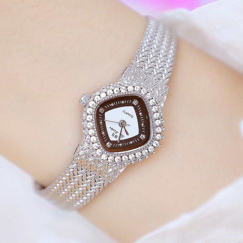 Shimmering Rhinestone Studded Small Dial Quartz Watches