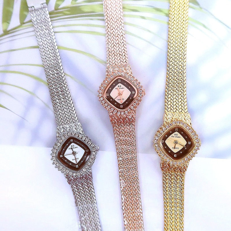 Shimmering Rhinestone Studded Small Dial Quartz Watches