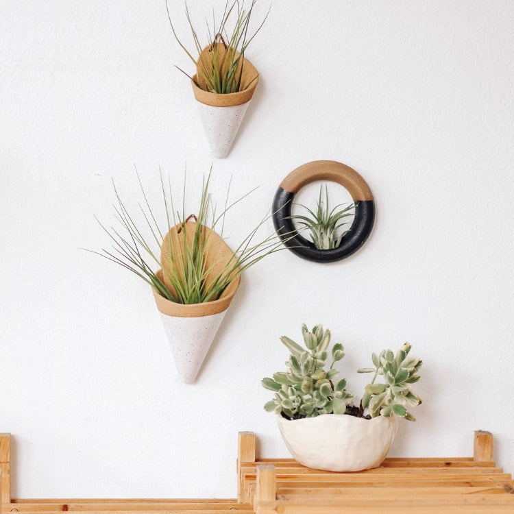 Speckled White Cone Wall Planter