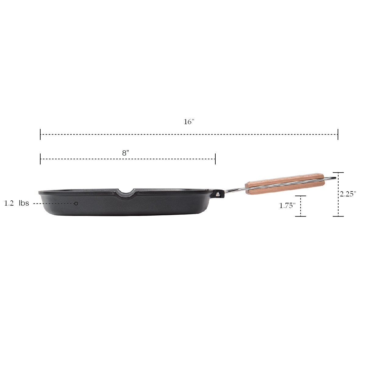 MASTERPAN Nonstick Grill Pan with Folding Handle, 8