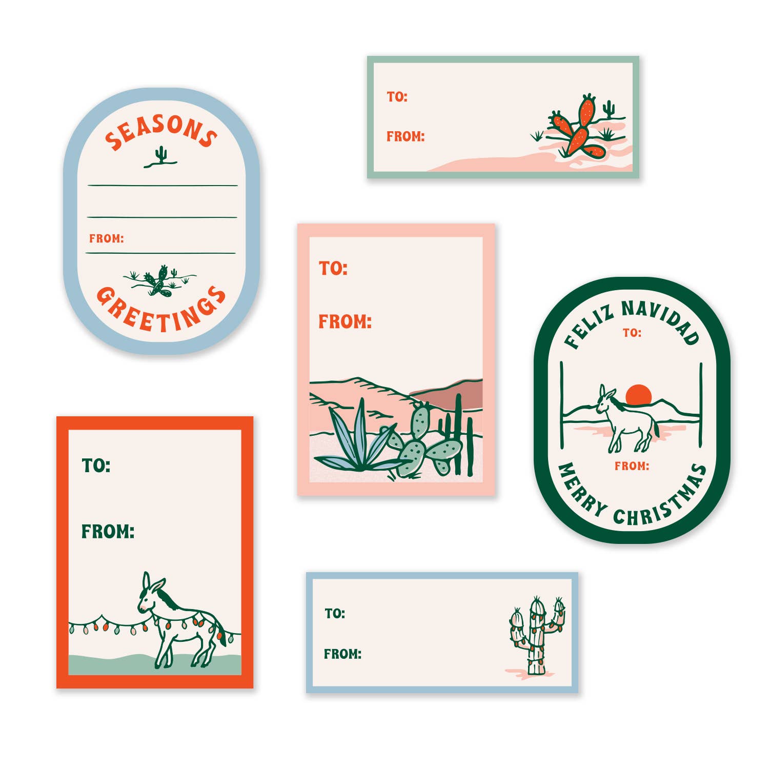 Gift Tag Stickers: Retro Cactus