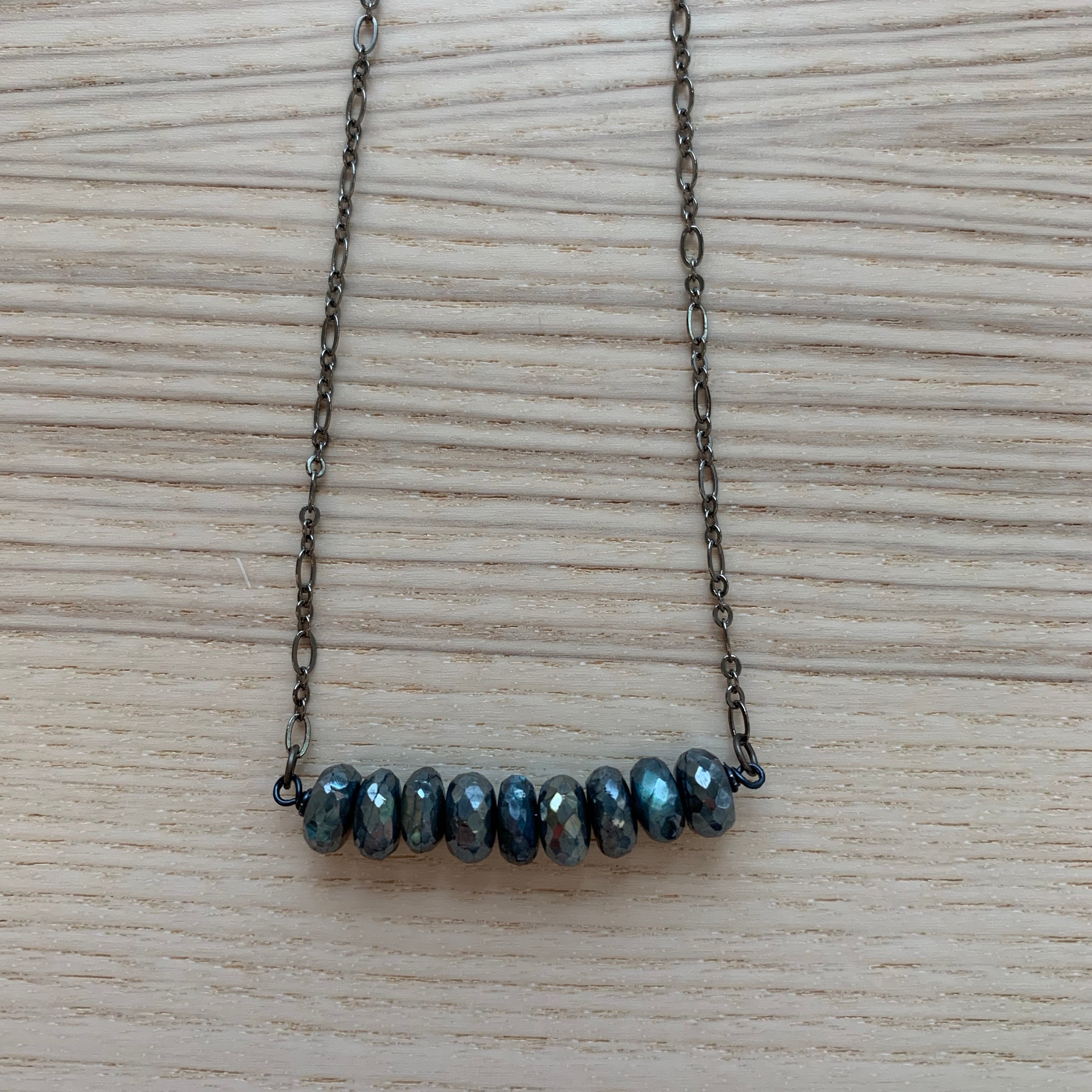 Gunmetal Bar Necklace