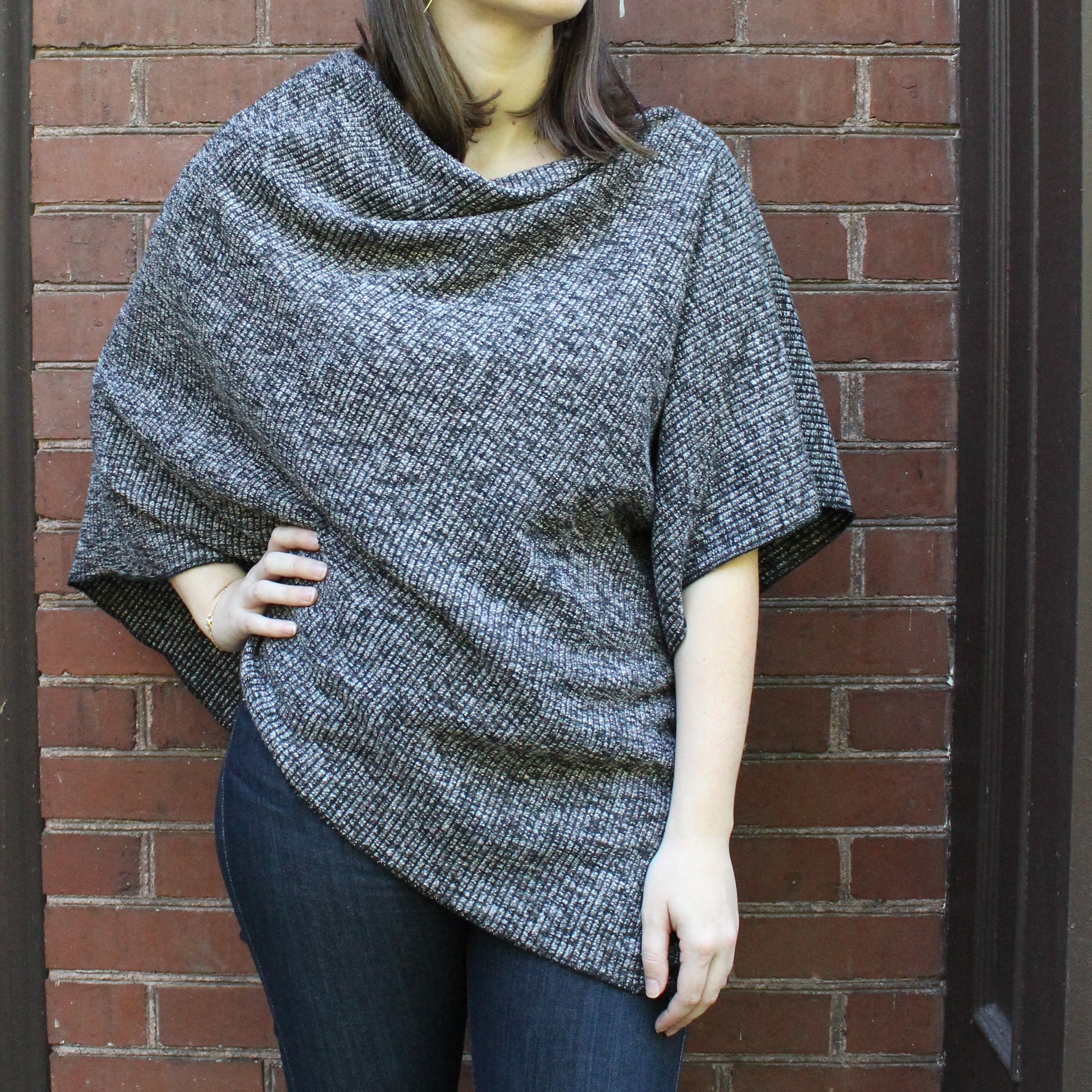 Winter Ribbed Knit Poncho