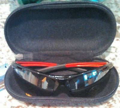 Sunglass case zipper travel with clip NEW - Large size - black nylon