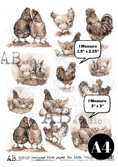 Sepia Farm Chickens | A4 Rice Paper