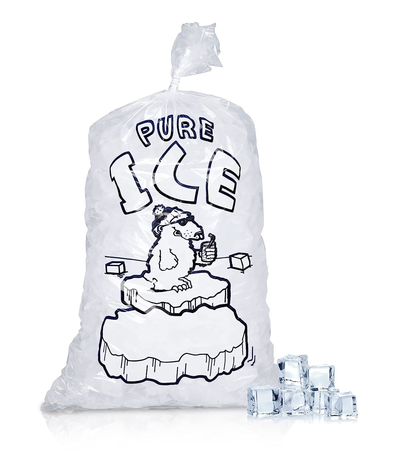 Pack of 1000 Wicket Ice Bags 12 x 20 + 3. Polar Bear Printed Icebags 12x20. Thickness 1.5 mil. 10 lbs