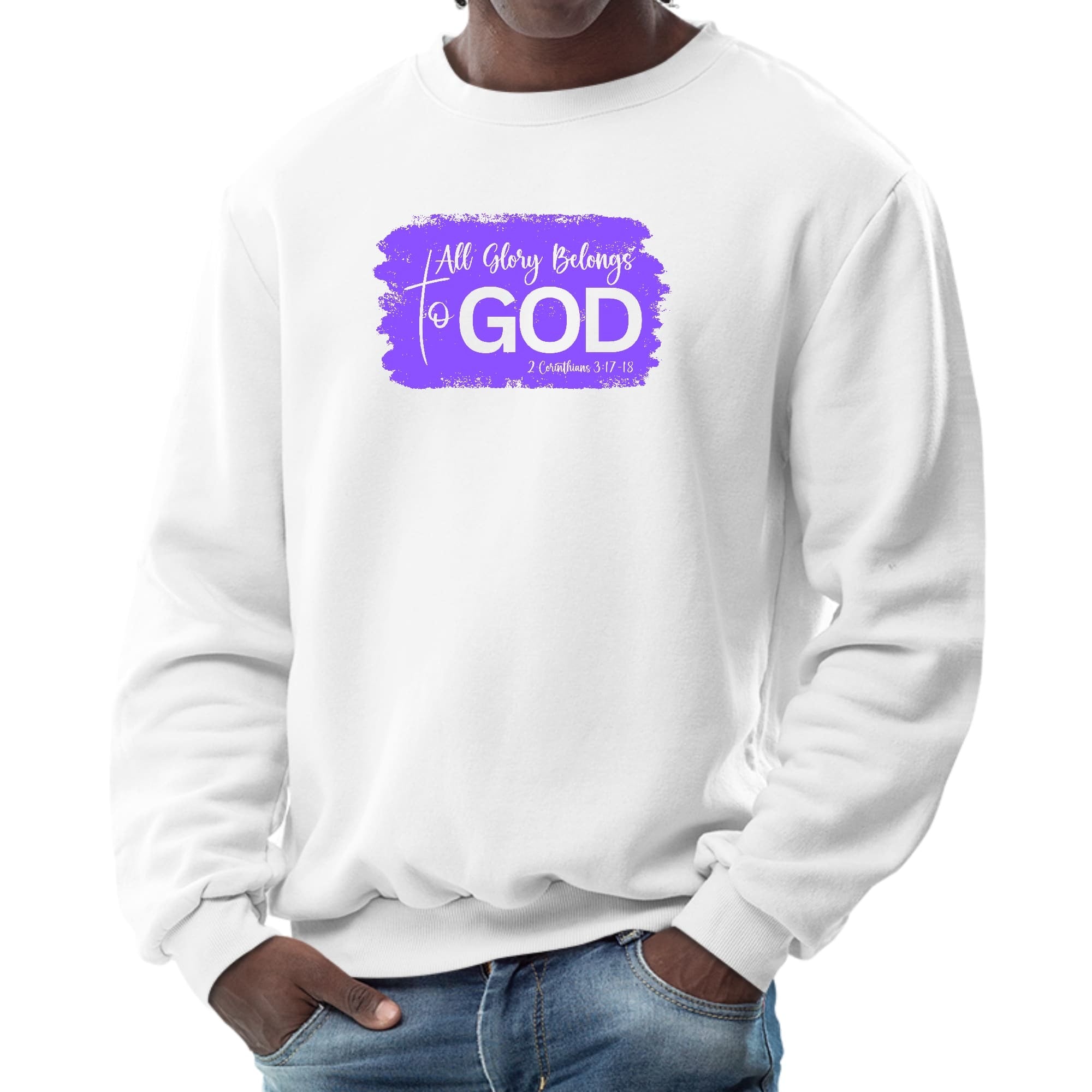 Mens Graphic Sweatshirt, All Glory Belongs To God Christian