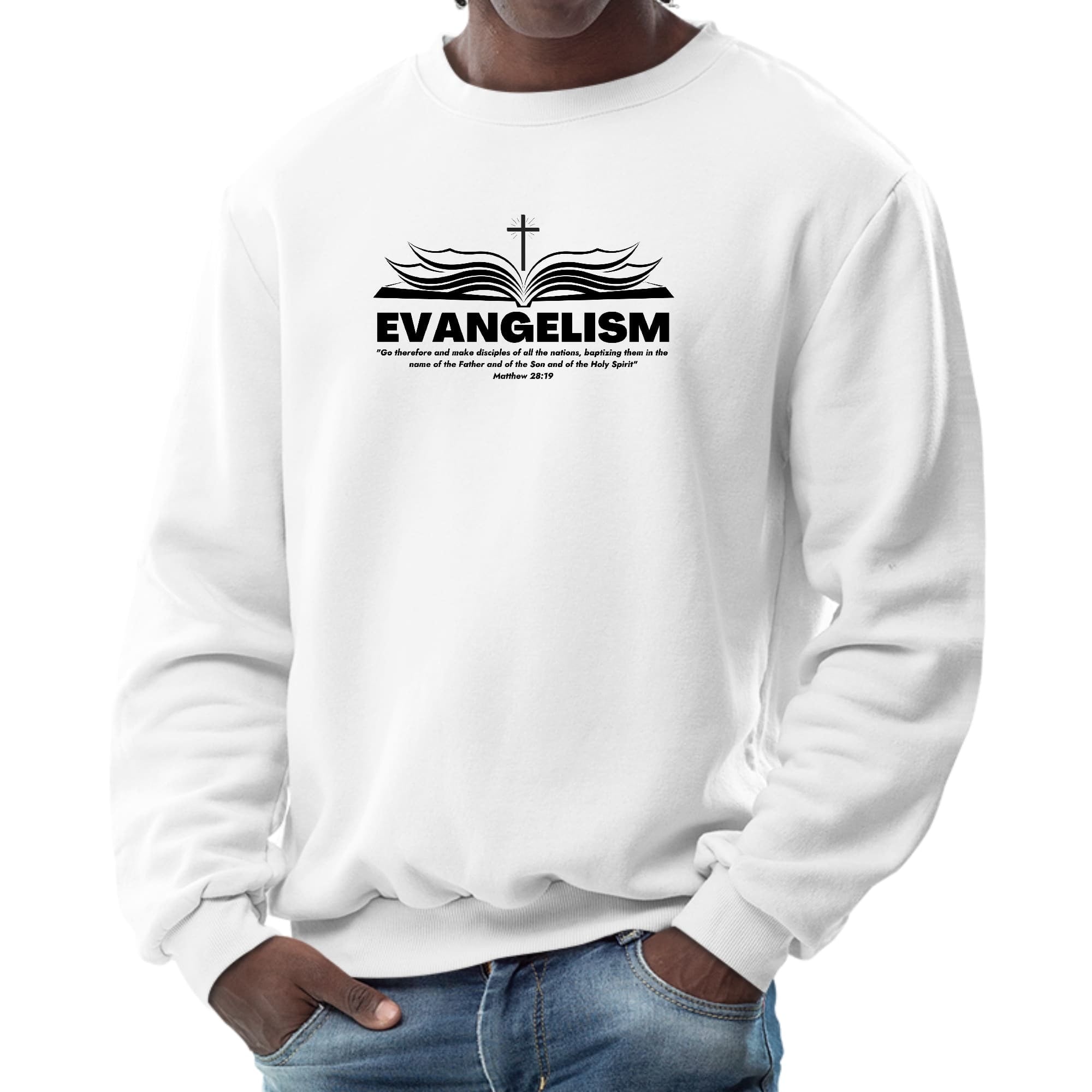 Mens Long Sleeve Graphic Sweatshirt Evangelism - Go Therefore And