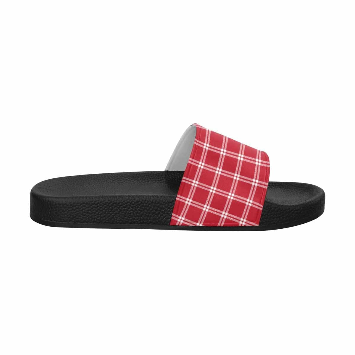 Mens Slide Sandals, Buffalo Plaid Red And White