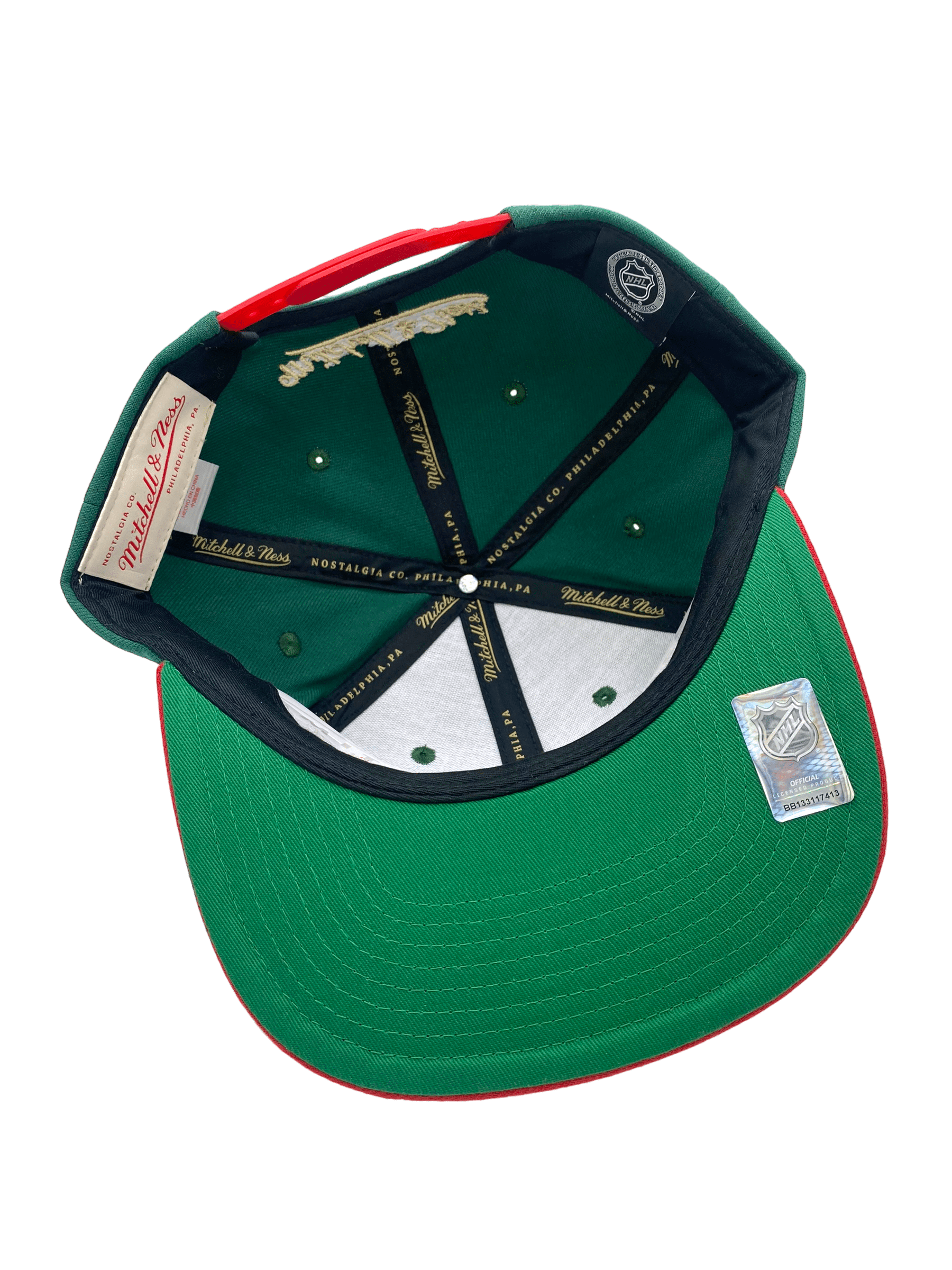 Minnesota Wild Mitchell & Ness Green/Red 2 Tone Side Patch Snapback Hat