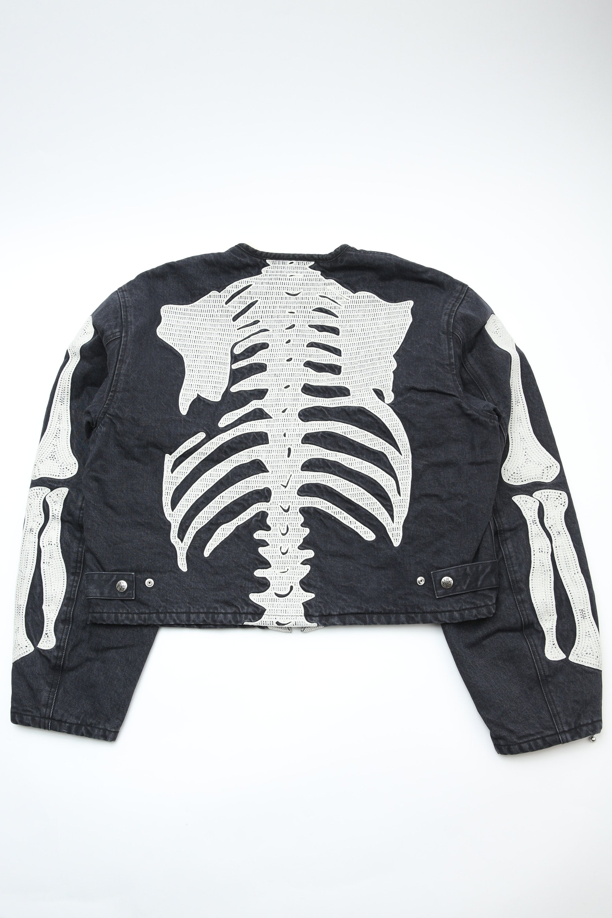 Kapital 14oz BLKxBLK Denim Motocross Jacket (BONE) - Black