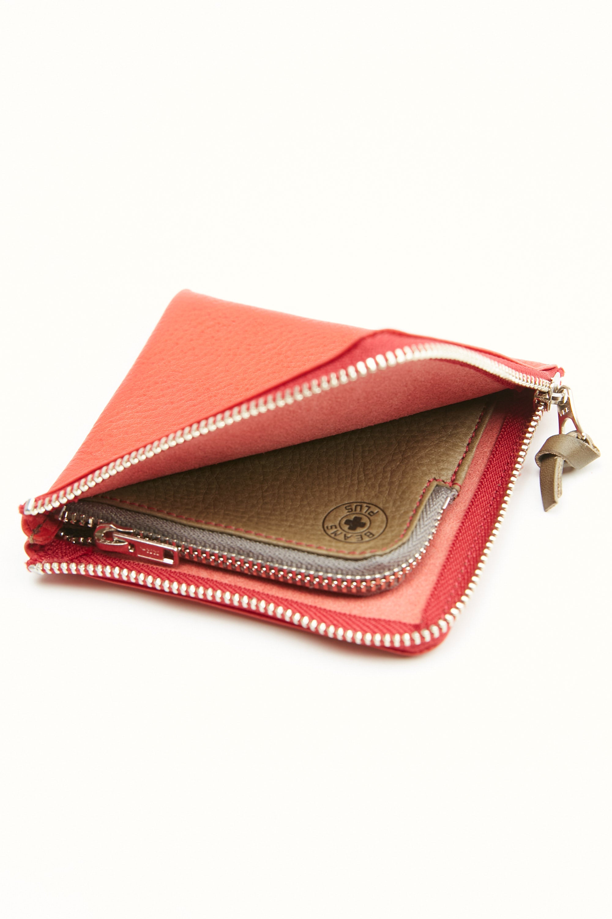 Beams Plus Double Zip Wallet - Red/Grey