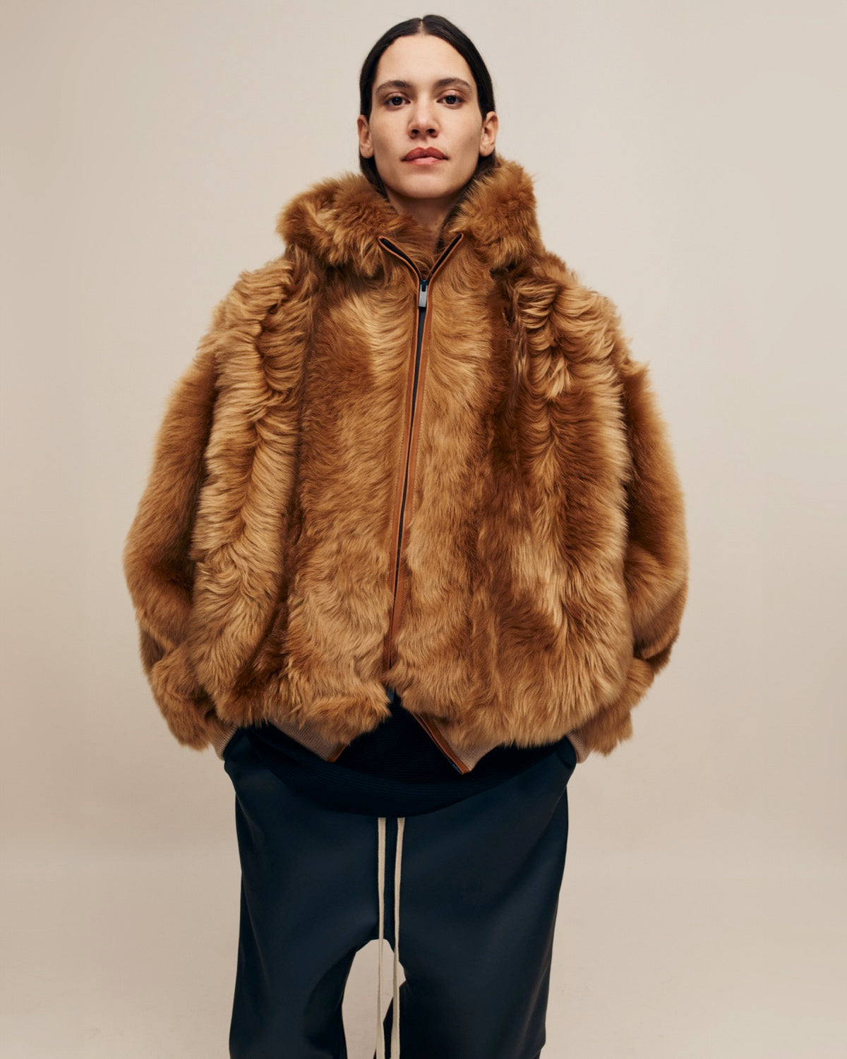 Shearling Hooded Bomber