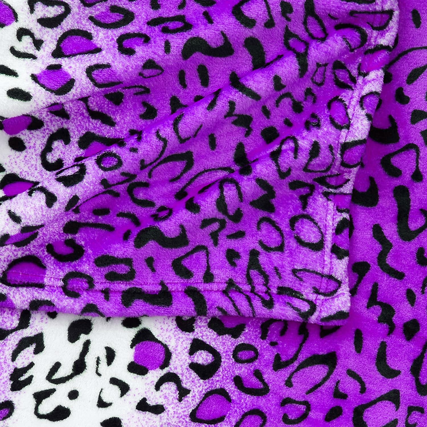 Leopard Purple and White Animal Print Coral Fleece Mega Throw Soft Blanket