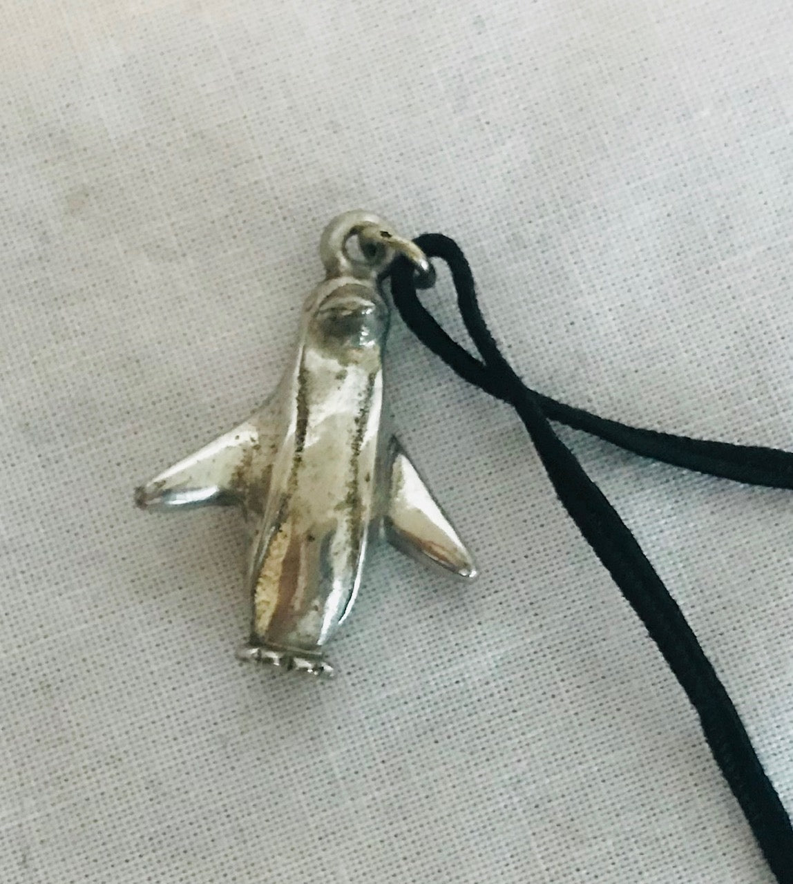 Silver Wings Out Penguin Pendant (1