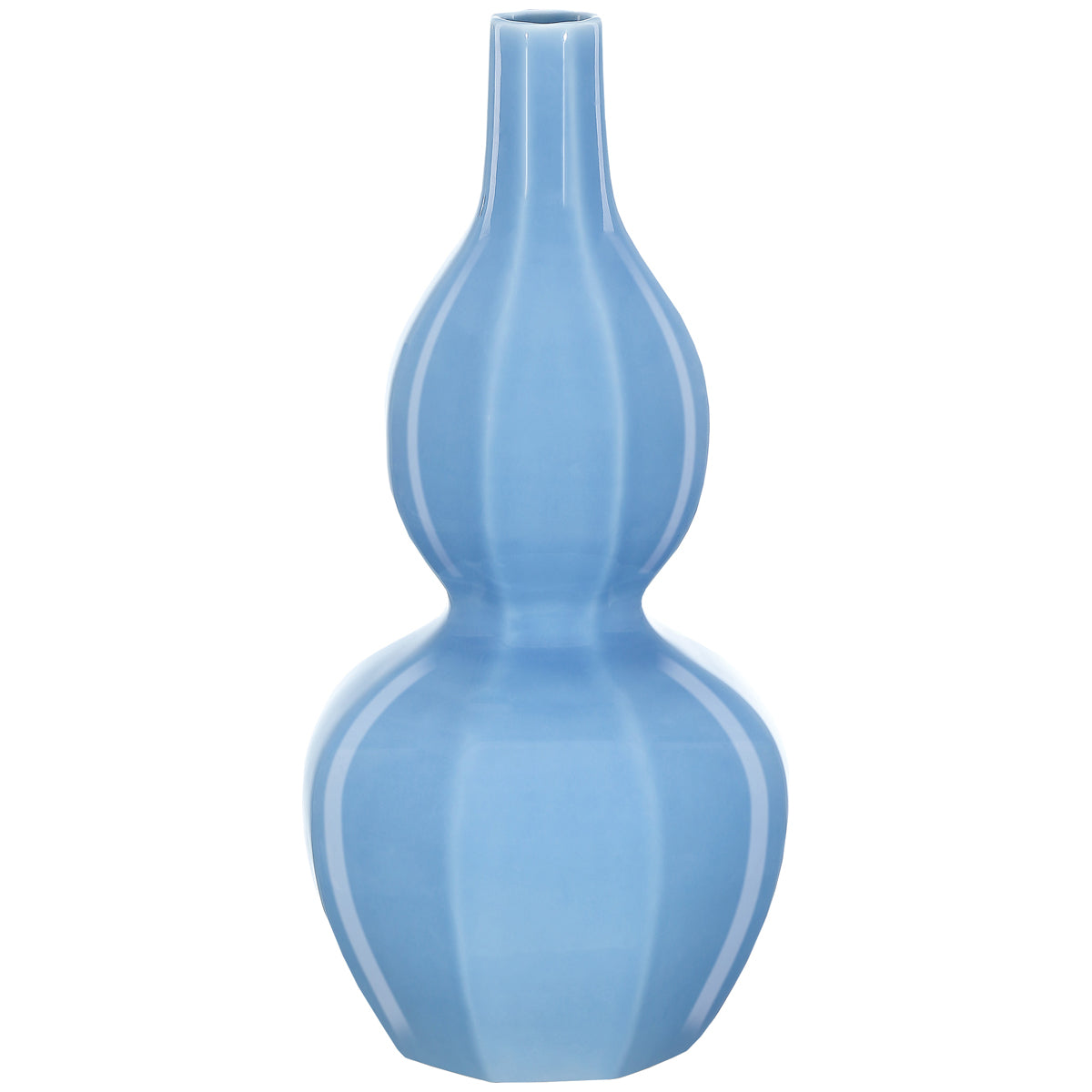  Currey and Company Sky Blue Octagonal Double Gourd Vase 