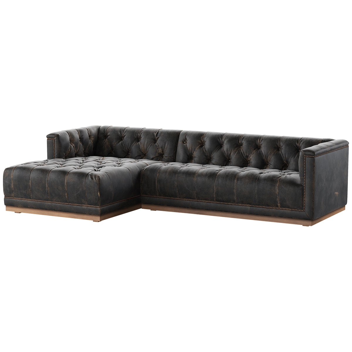  Four Hands Kensington Maxx 2-Piece Sectional - Destroyed Black 