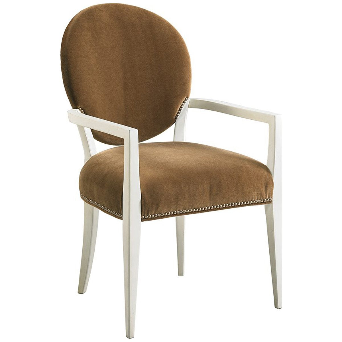  Hickory White Central Park Broadway Washed Linen Arm Chair 