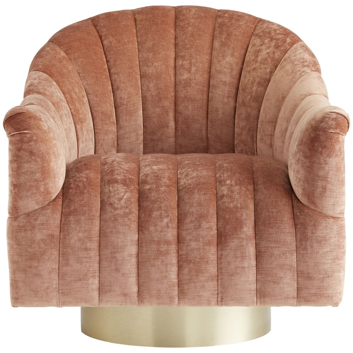  Arteriors Springsteen Swivel Chair, Dusty Rose Velvet 