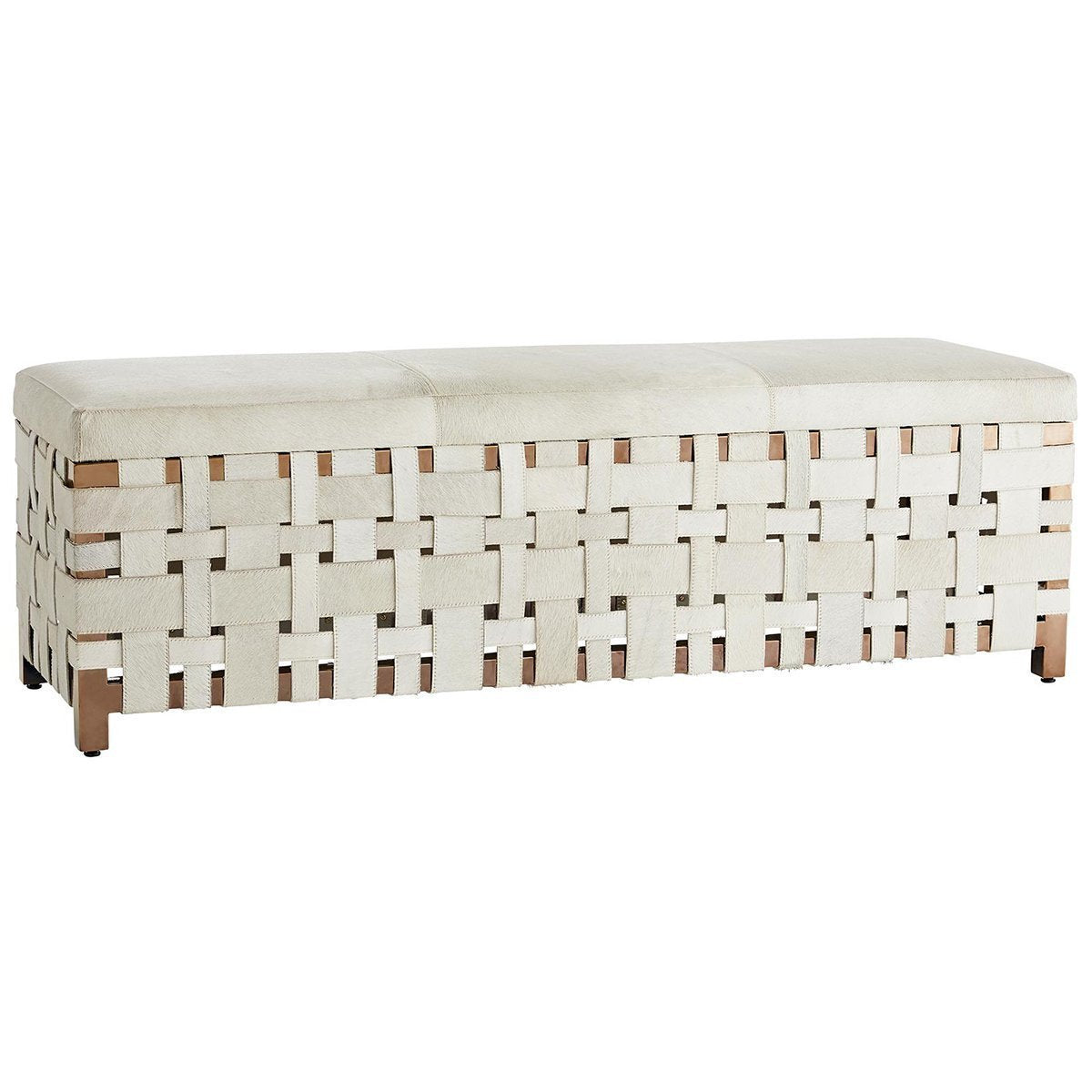  Arteriors Elis Bench - White Hide 