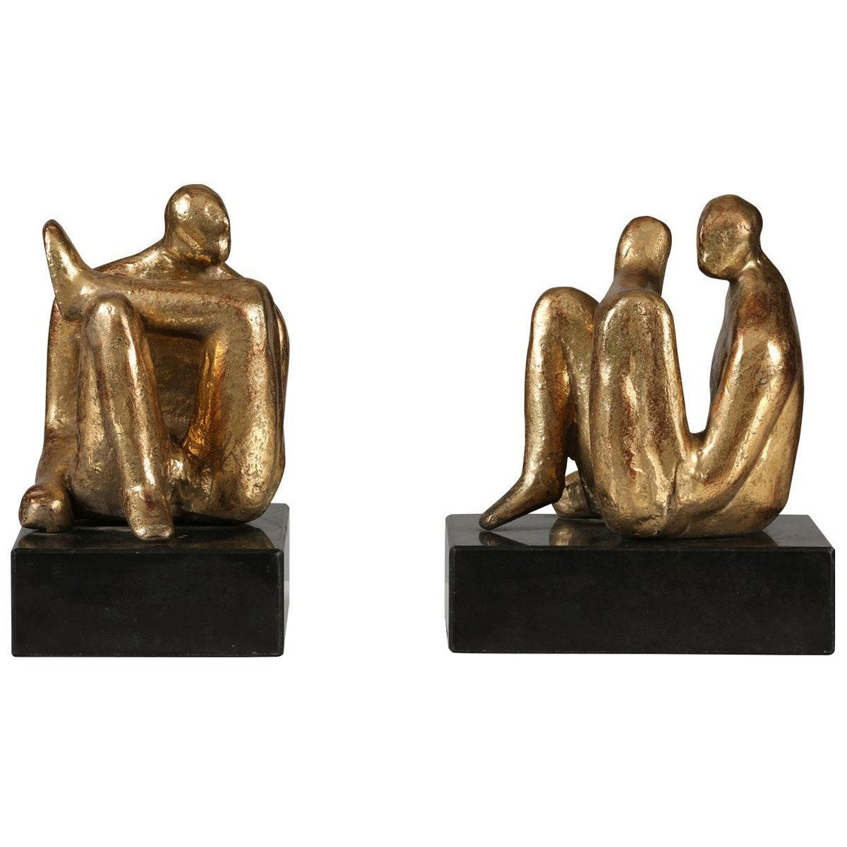  Villa & House Amadeo Sitting Statue Set of 2 in Gold 