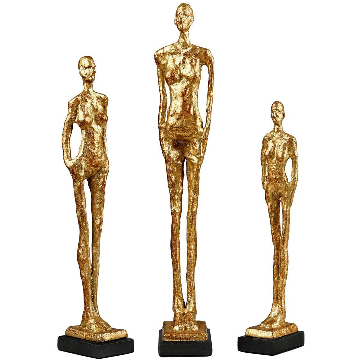  Villa & House Miles Statues Set of 3 Statues in Gold 