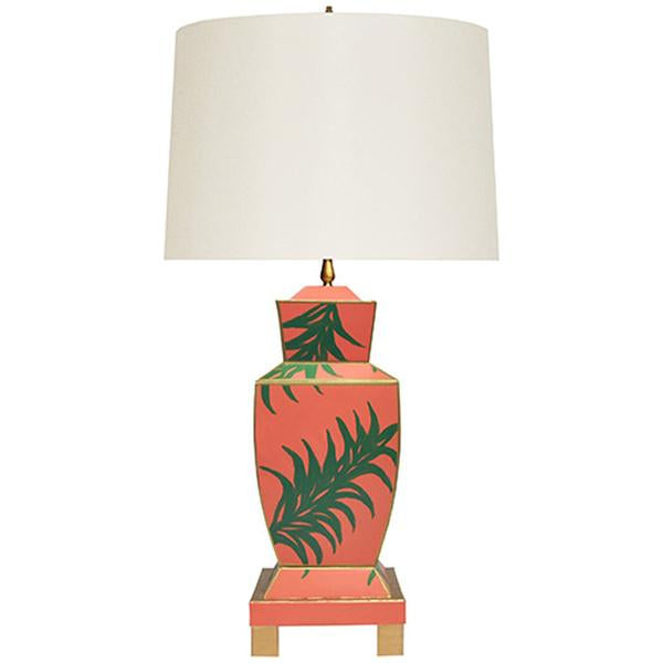  Worlds Away Hand Painted Urn Shape Tole Table Lamp in Palm 