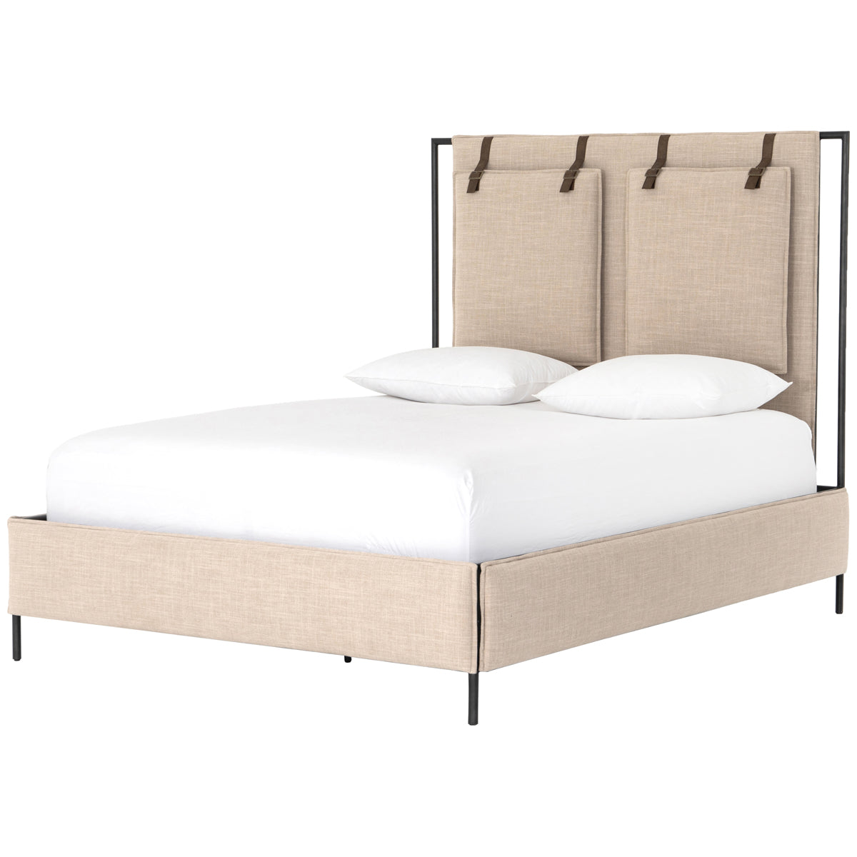  Four Hands Irondale Leigh Upholstered Bed - Palm Ecru 