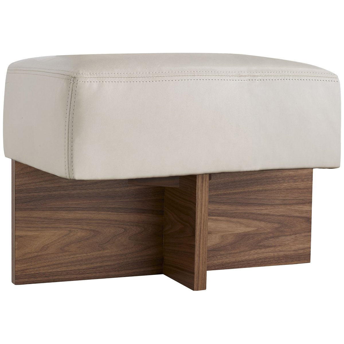  Arteriors Tuck Ottoman, Ivory Leather 