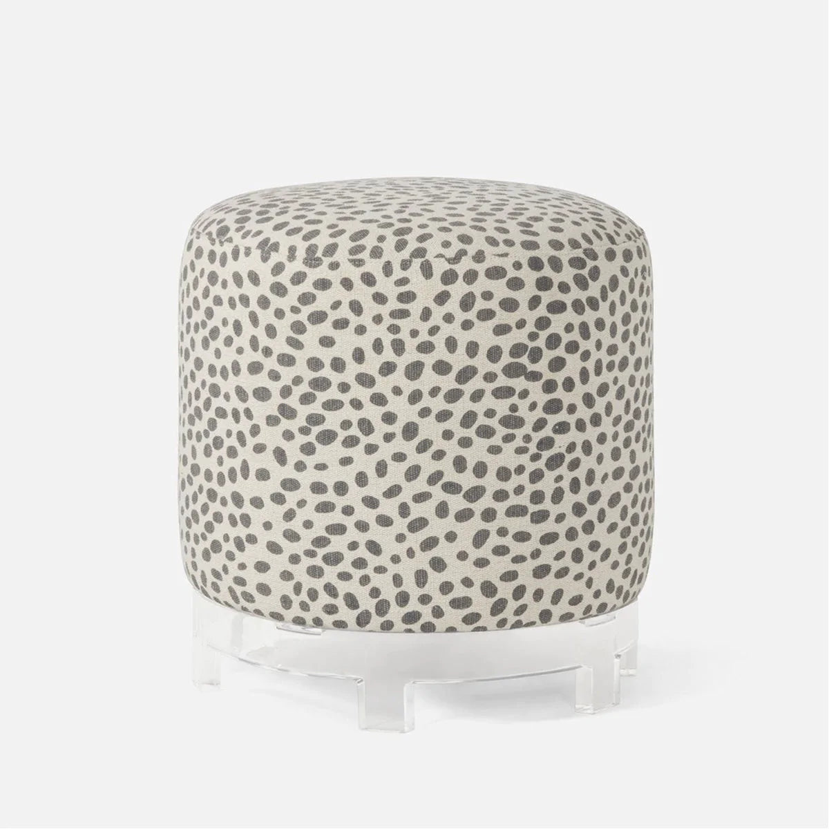  Made Goods Briar Upholstered Stool with Notched Base, Aras Mohair 