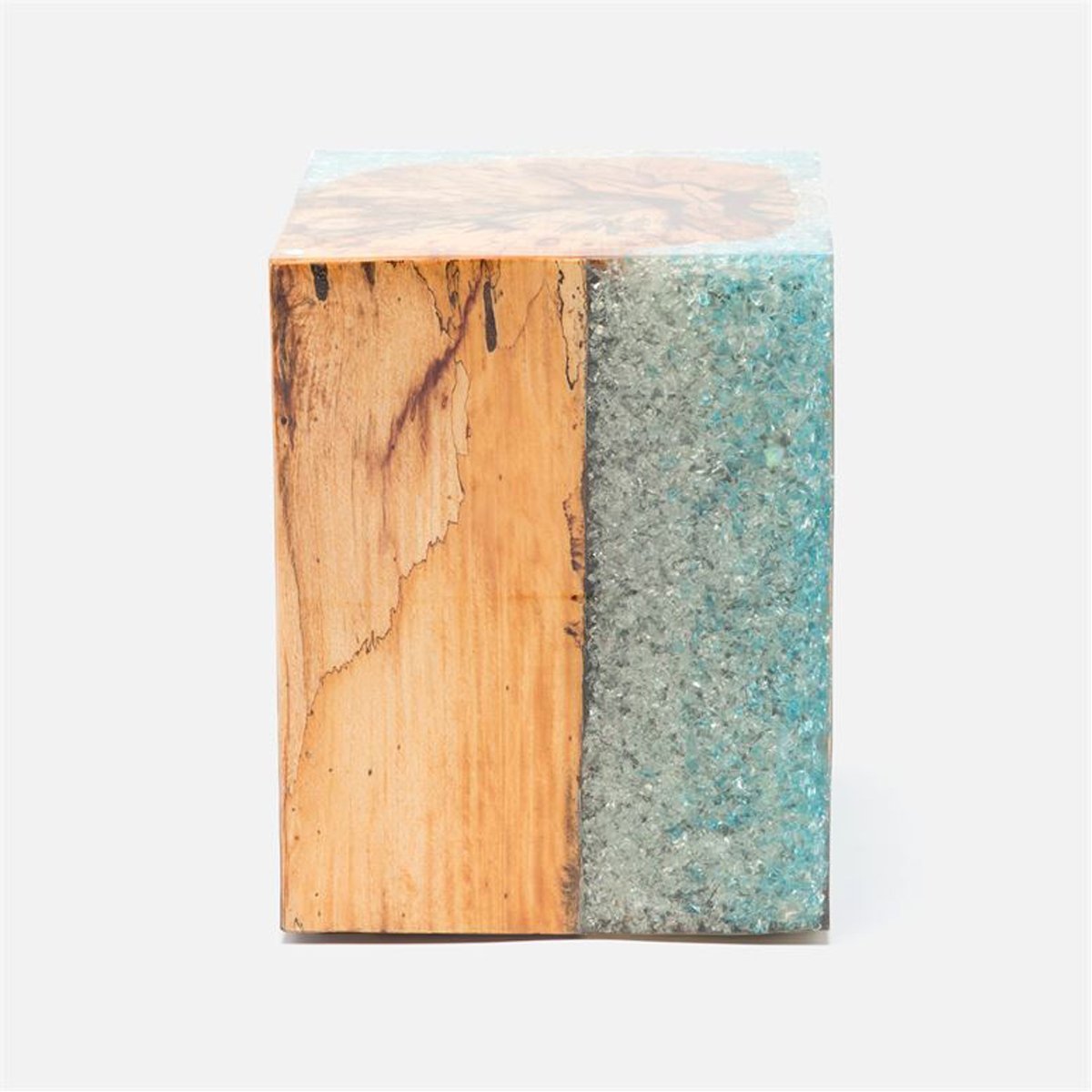  Made Goods Lakeland Wood and Resin Block Stool 