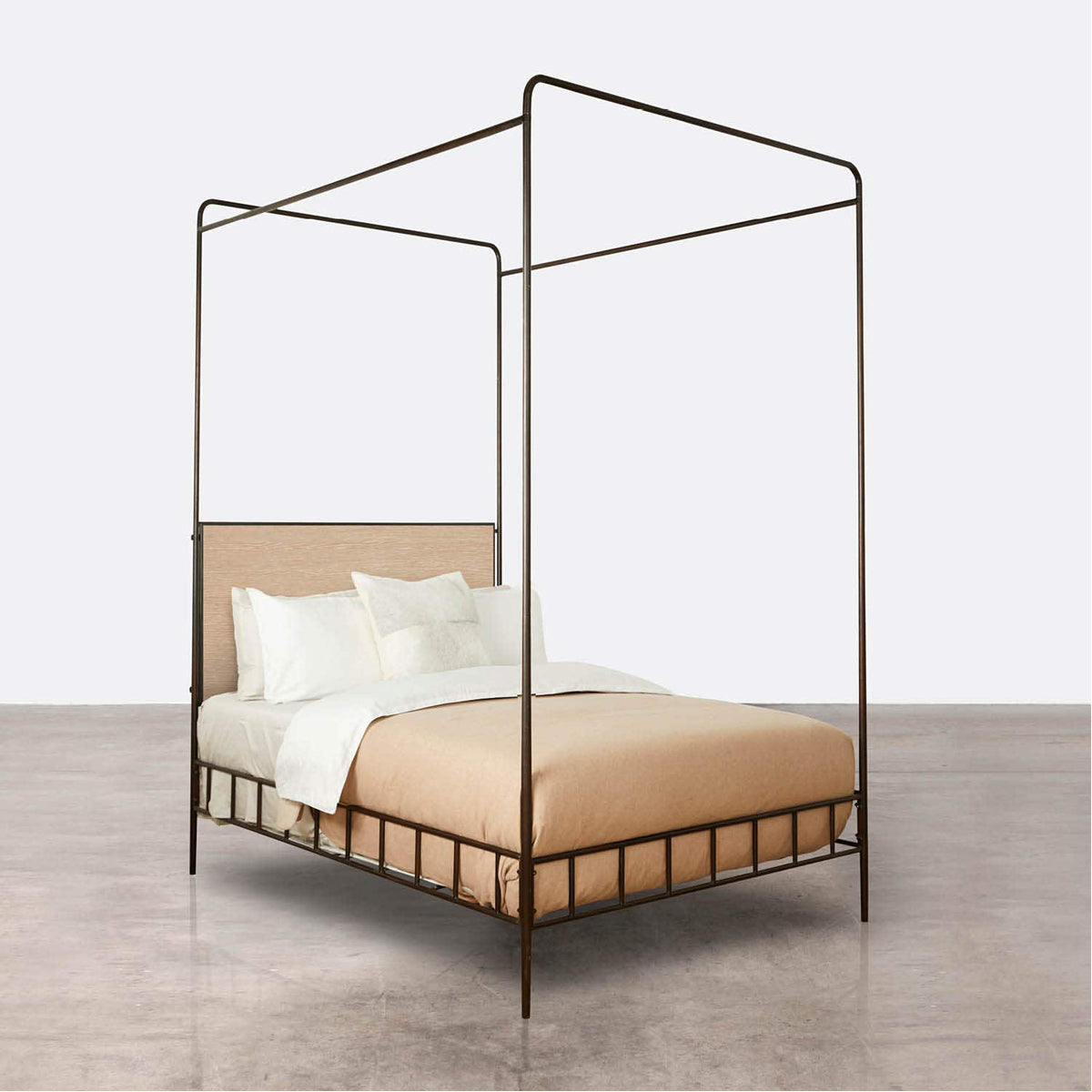  Made Goods Laken Iron Canopy Bed in Alsek Fabric 