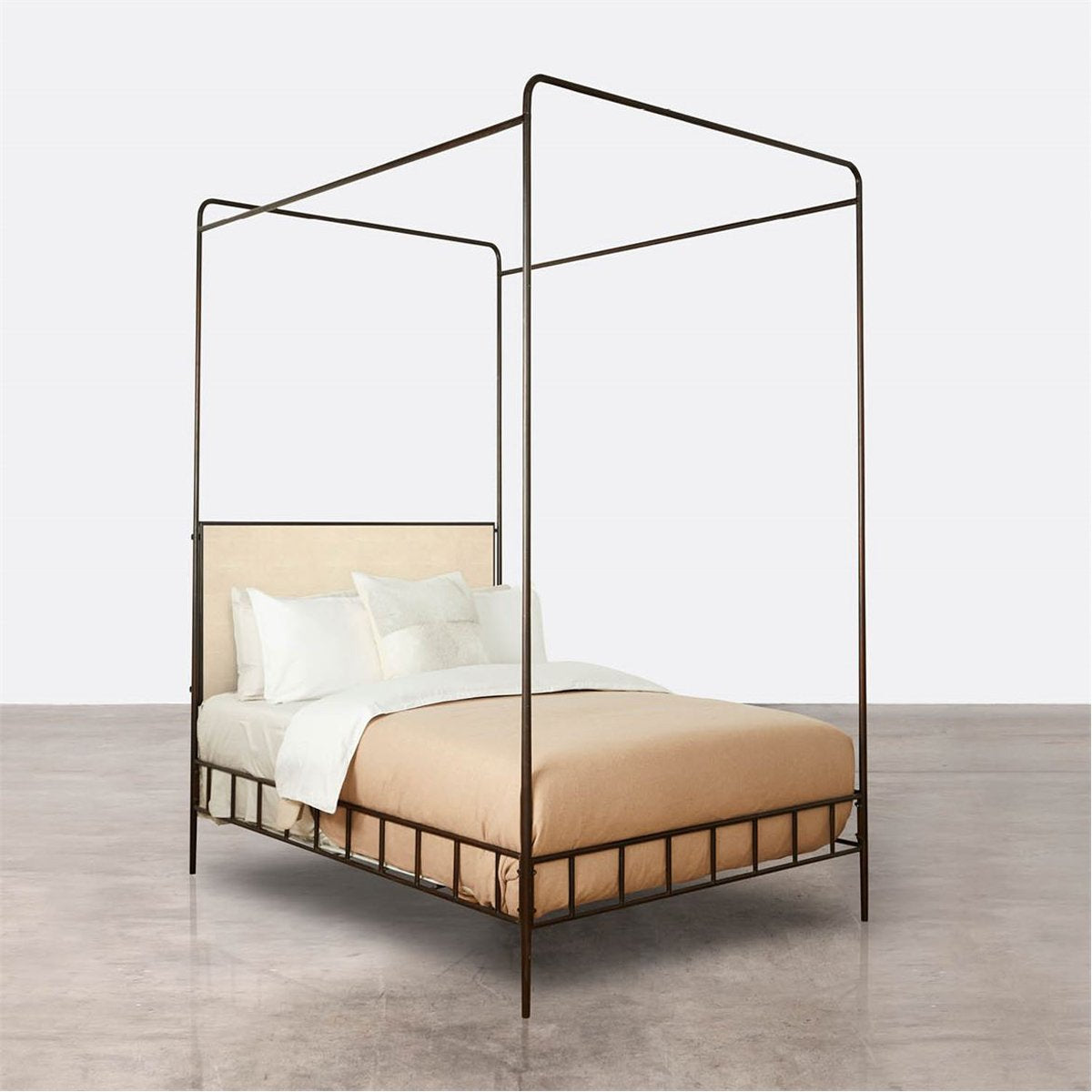  Made Goods Laken Iron Canopy Bed in Faux Raffia 