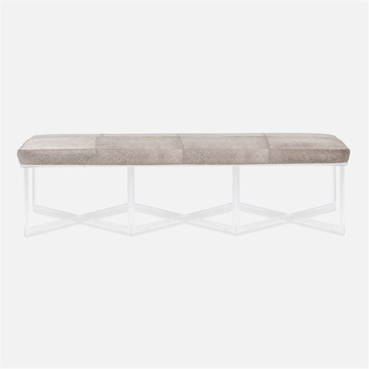  Made Goods Lex Clear Acrylic Triple Bench in Rhone Navy Leather 