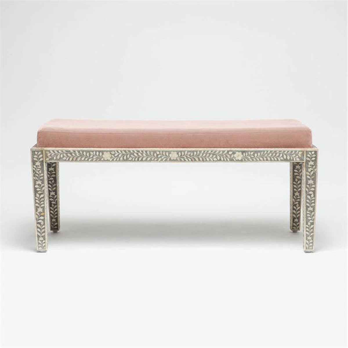  Made Goods Miranda Inlaid Bone Double Bench in Weser Fabric 