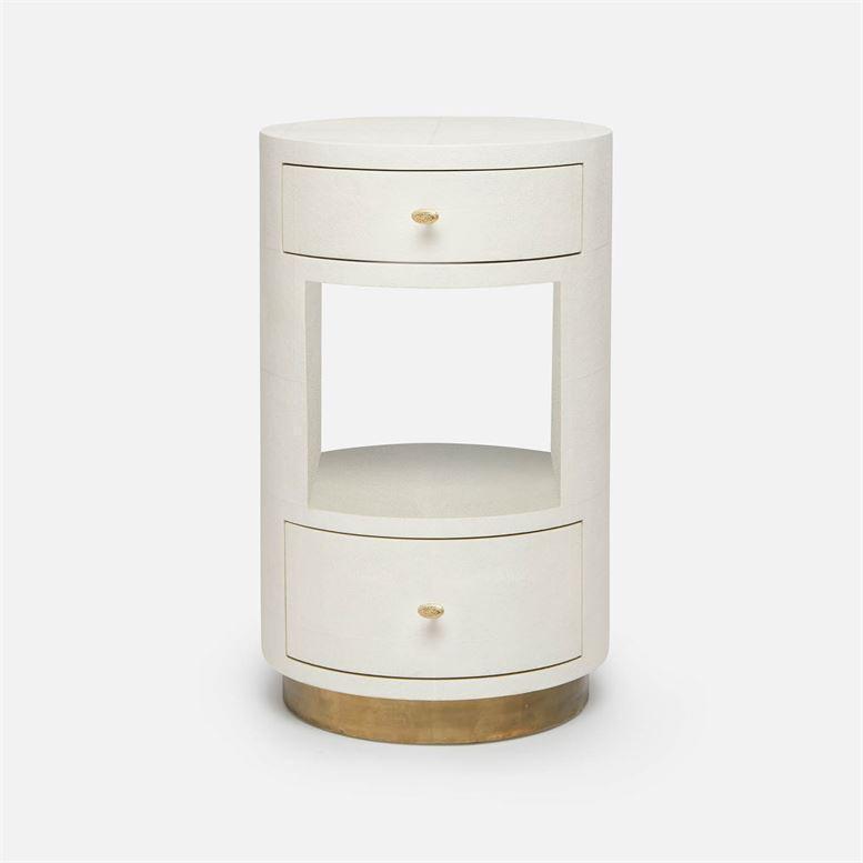  Made Goods Nerine Round Vintage Faux Shagreen Single Nightstand 