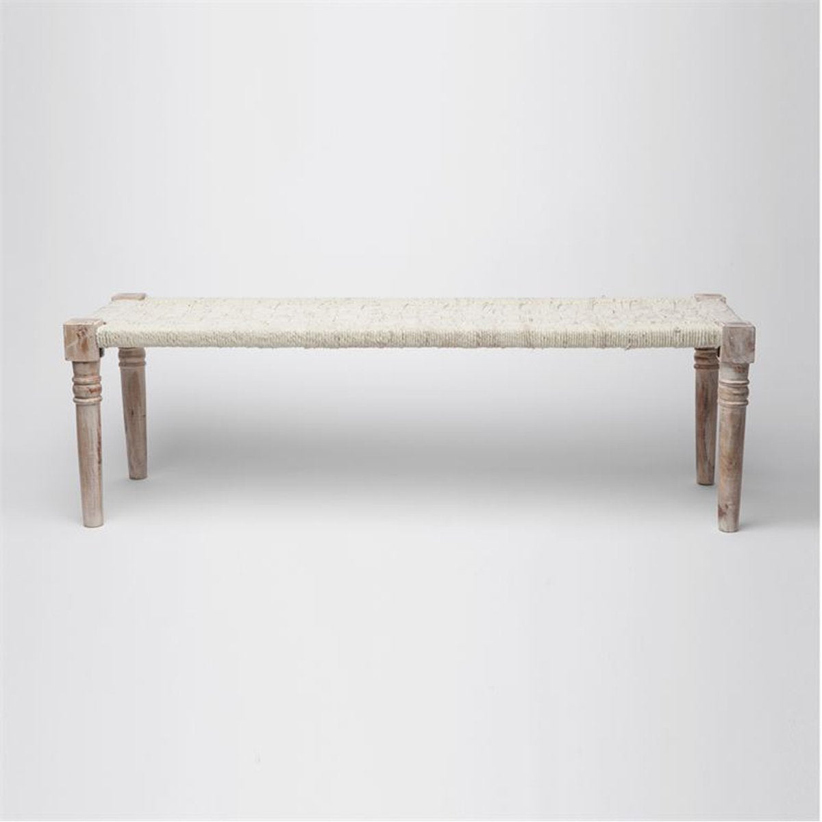  Made Goods Nico Vintage Sari Weave Bench in White Fabric 