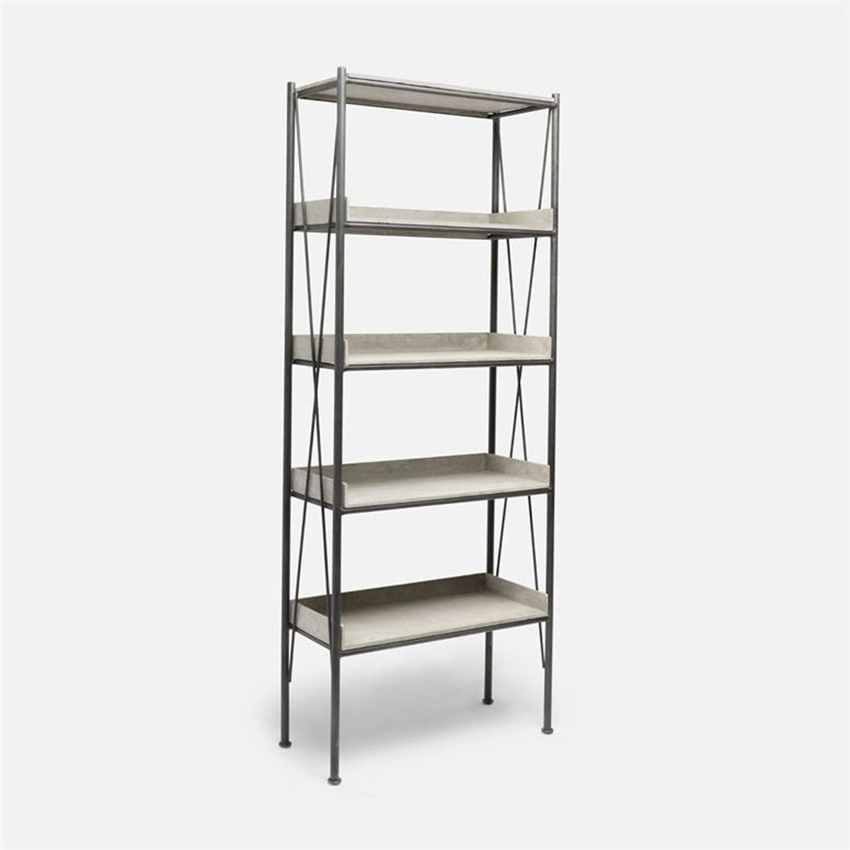  Made Goods Wesley Metal Bookshelf with Concrete Shelving 