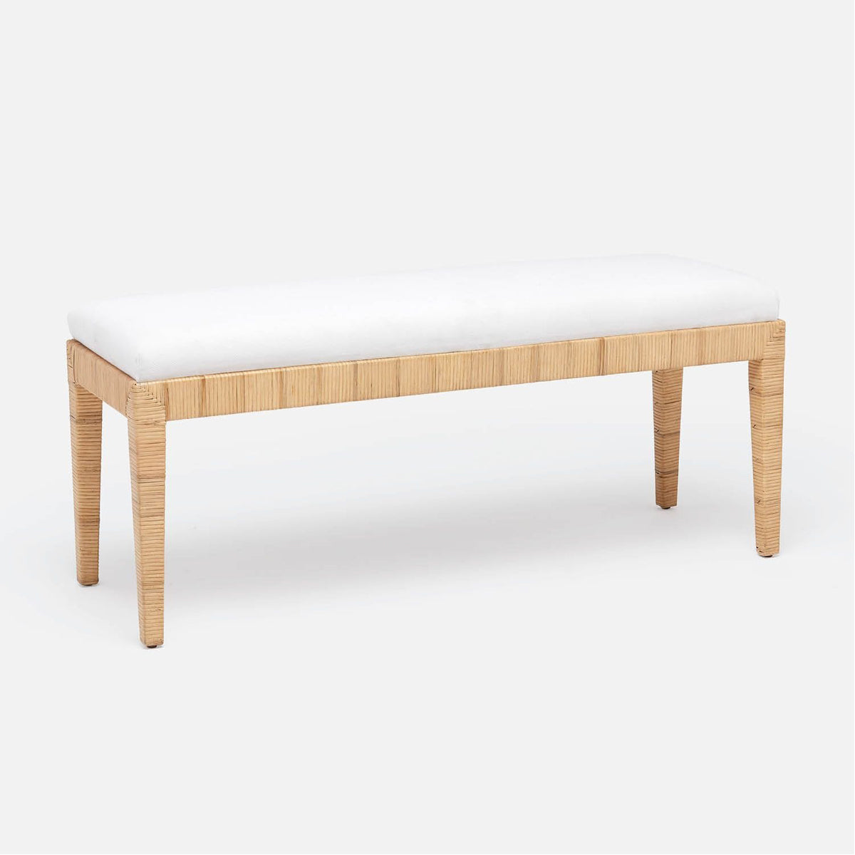  Made Goods Wren Upholstered Rattan Double Bench in Ettrick Cotton Jute 