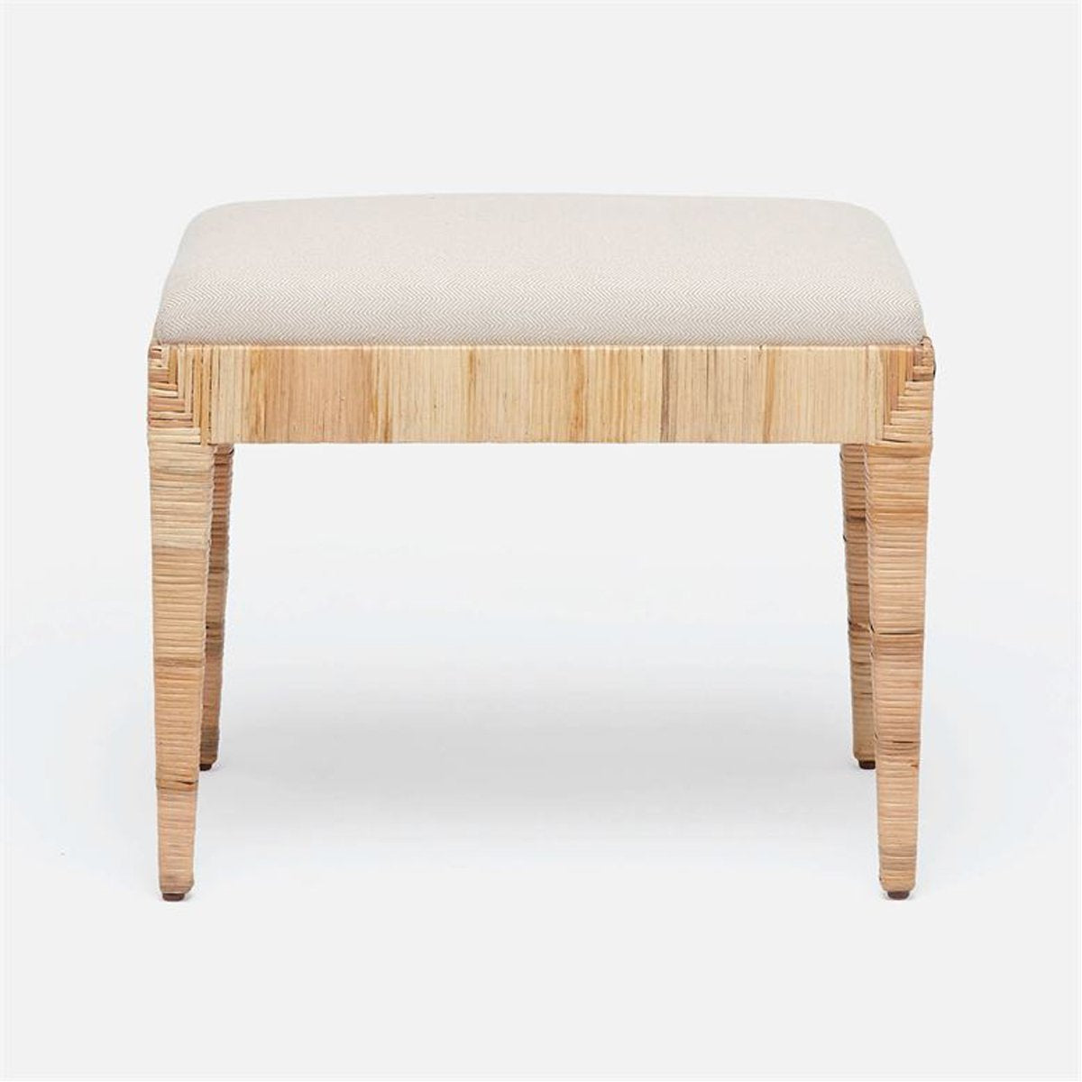  Made Goods Wren Upholstered Rattan Single Bench in Arno Fabric 