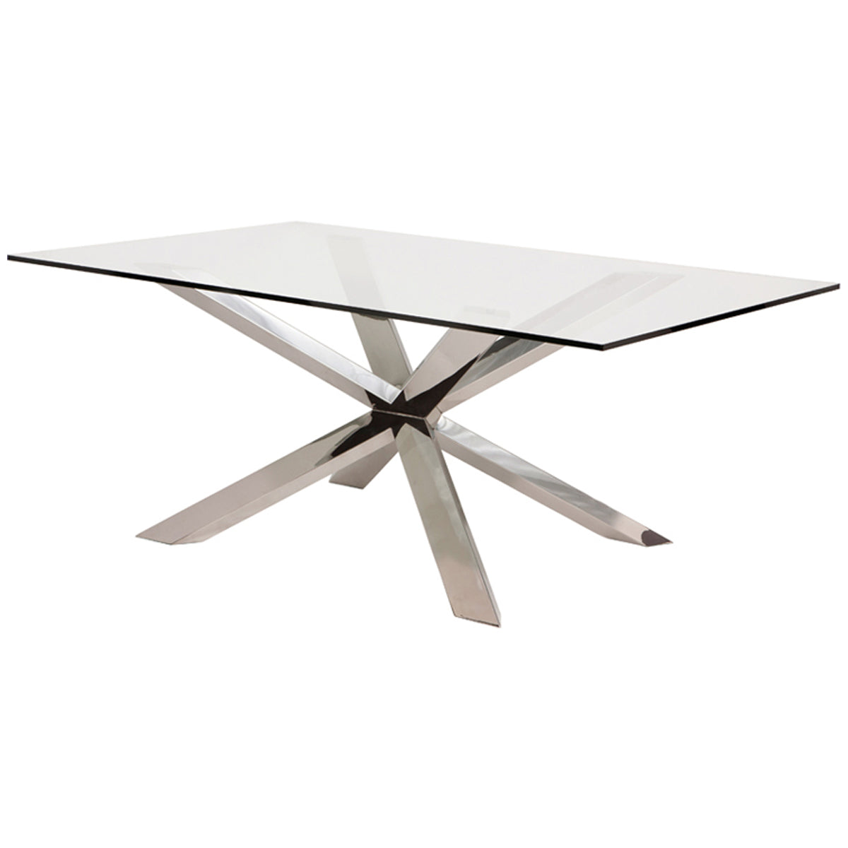  Nuevo Living Couture Metal Dining Table - Glass Top 