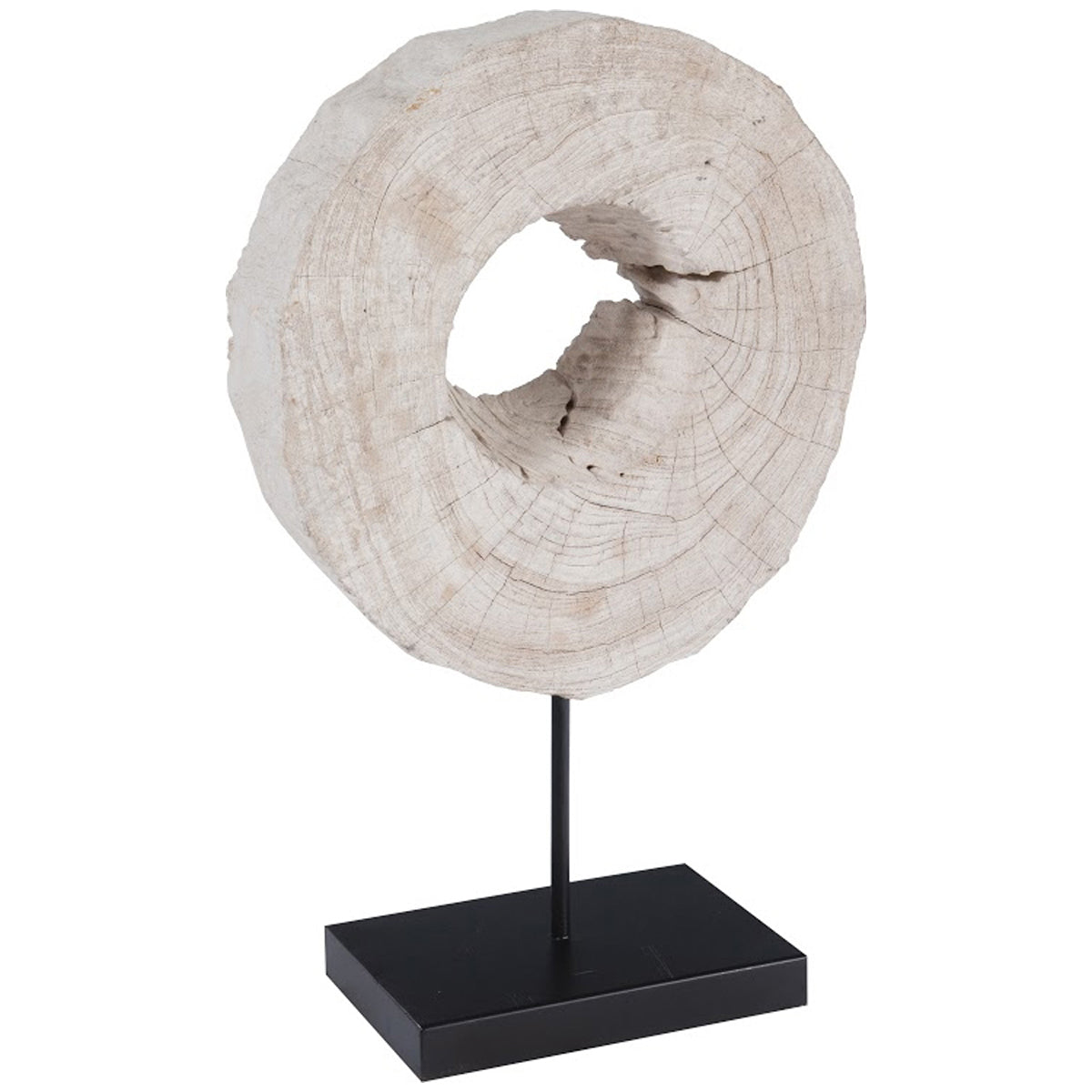  Phillips Collection Eroded Wood Circle Sculpture on Stand 