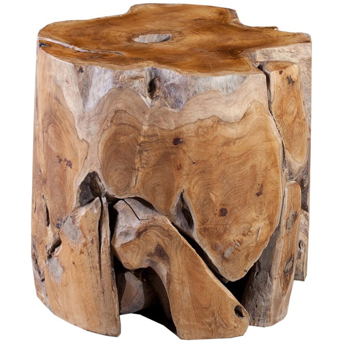  Phillips Collection Teak Chunk Stool, Round 