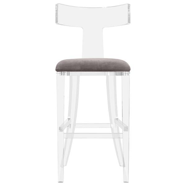  Interlude Home Tristan Klismos Bar Stool - Grey Velvet 